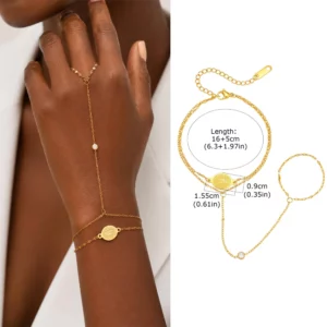 Vintage Gold Hand Chain Bracelet - Image 9