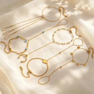 Vintage Gold Hand Chain Bracelet - Image 3