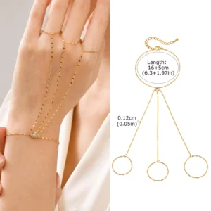 Vintage Gold Hand Chain Bracelet - Image 7