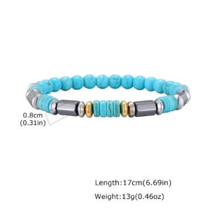 Vintage Blue Stone Bead Bracelet for Men, Bohemian Summer Style - Image 7