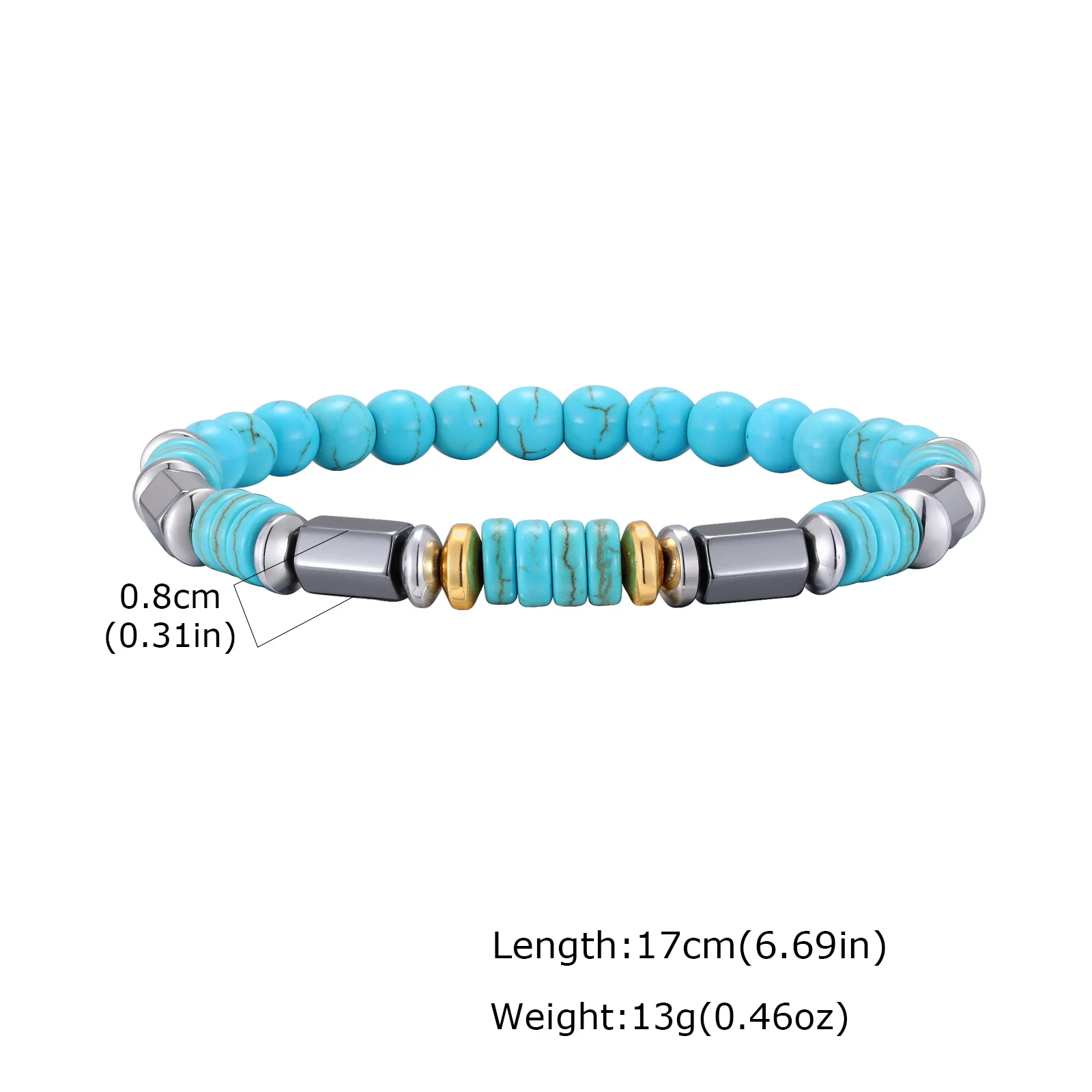 Vintage Blue Stone Bead Bracelet for Men, Bohemian Summer Style - Image 7