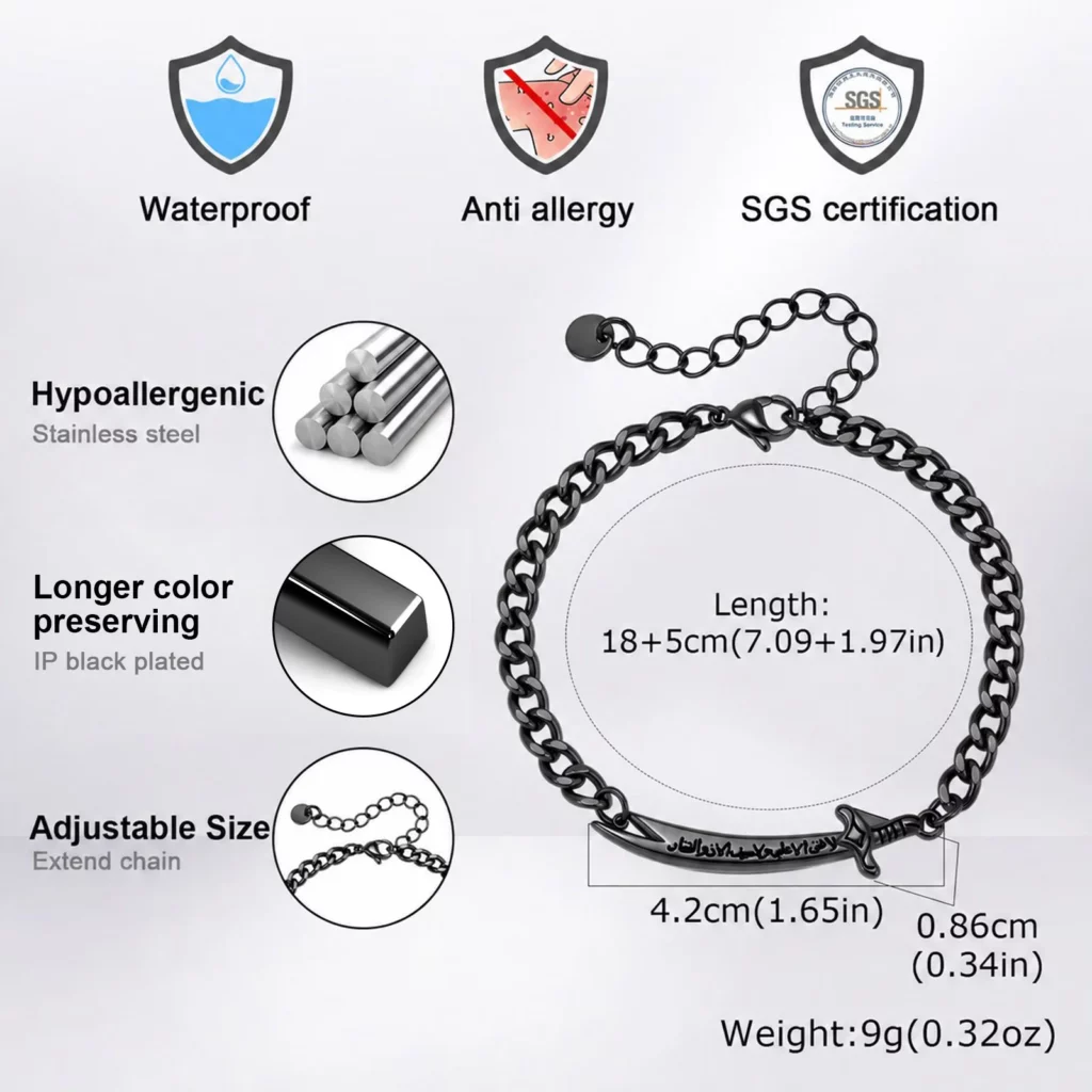 Vnox Zulfiqar Sword Stainless Steel Bracelet for Men