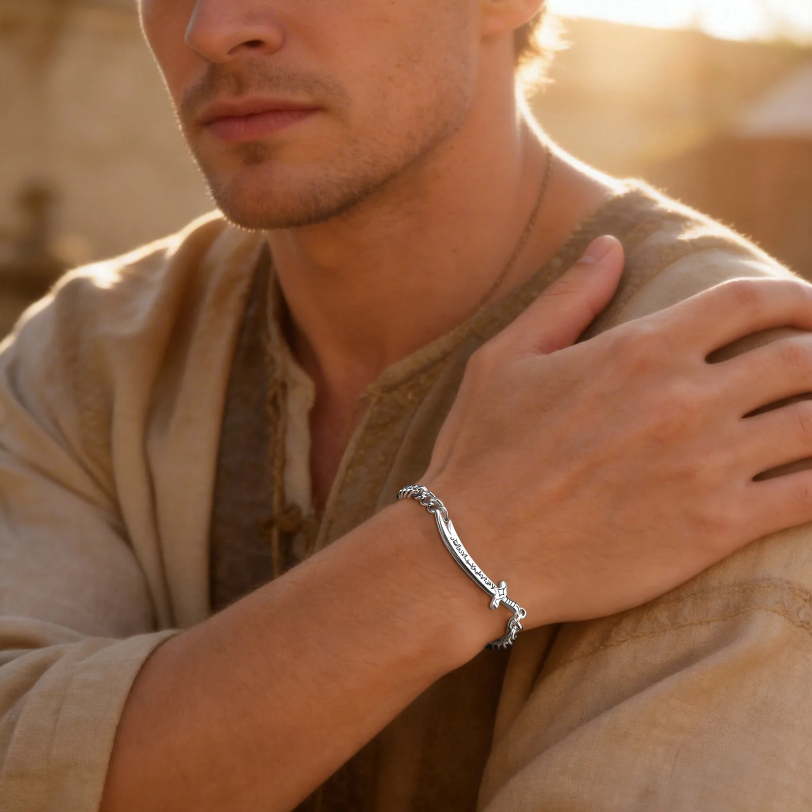 Vnox Zulfiqar Sword Stainless Steel Bracelet, Arabic Calligraphy - Image 2
