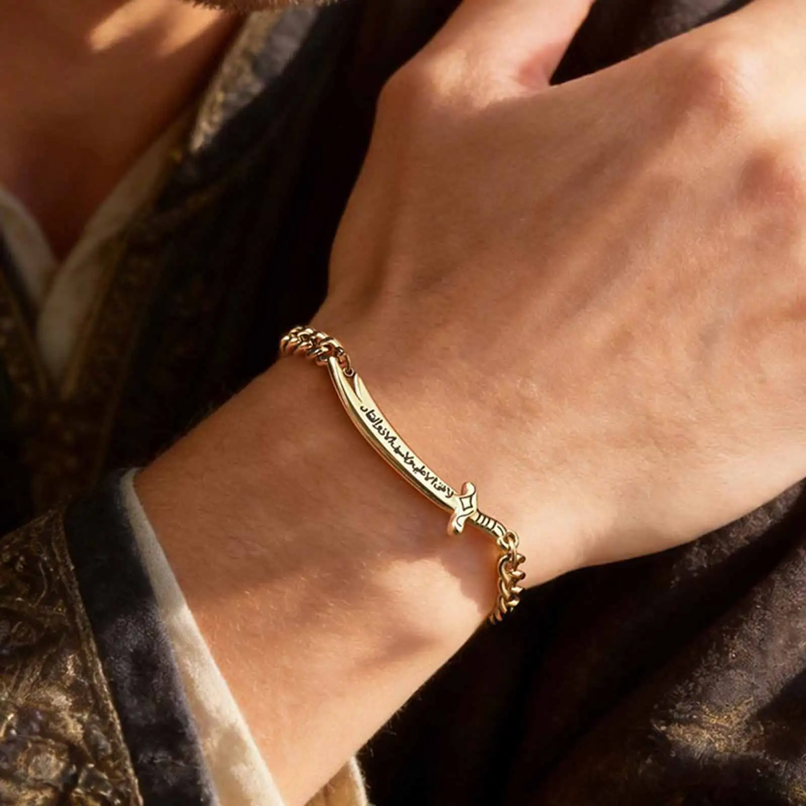 Vnox Zulfiqar Sword Stainless Steel Bracelet, Arabic Calligraphy - Image 3