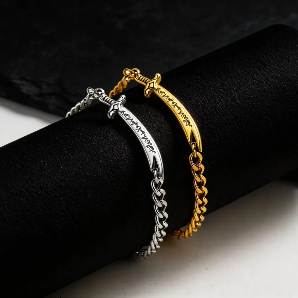 Vnox Zulfiqar Sword Stainless Steel Bracelet, Arabic Calligraphy