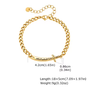 Vnox Zulfiqar Sword Stainless Steel Bracelet, Arabic Calligraphy - Image 8