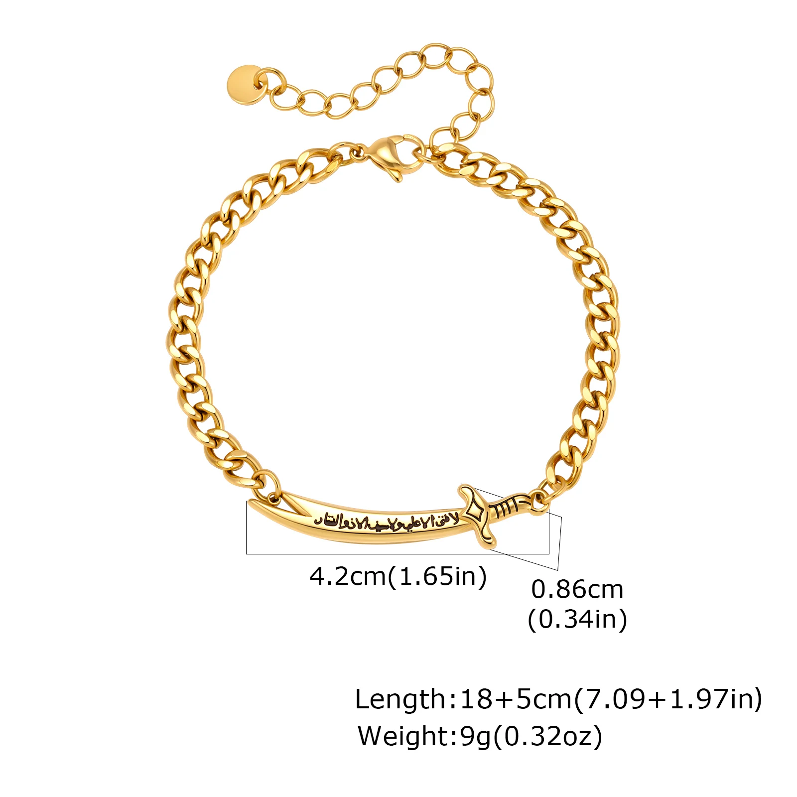 Vnox Zulfiqar Sword Stainless Steel Bracelet, Arabic Calligraphy - Image 8
