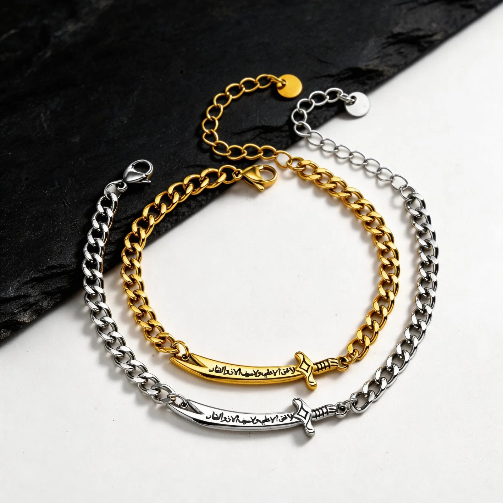 Vnox Zulfiqar Sword Stainless Steel Bracelet, Arabic Calligraphy - Image 1