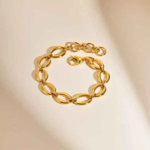 Waterproof Gold Plated Chunky Oval Chain Bracelet - Image 6