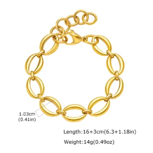 Waterproof Gold Plated Chunky Oval Chain Bracelet - Image 7