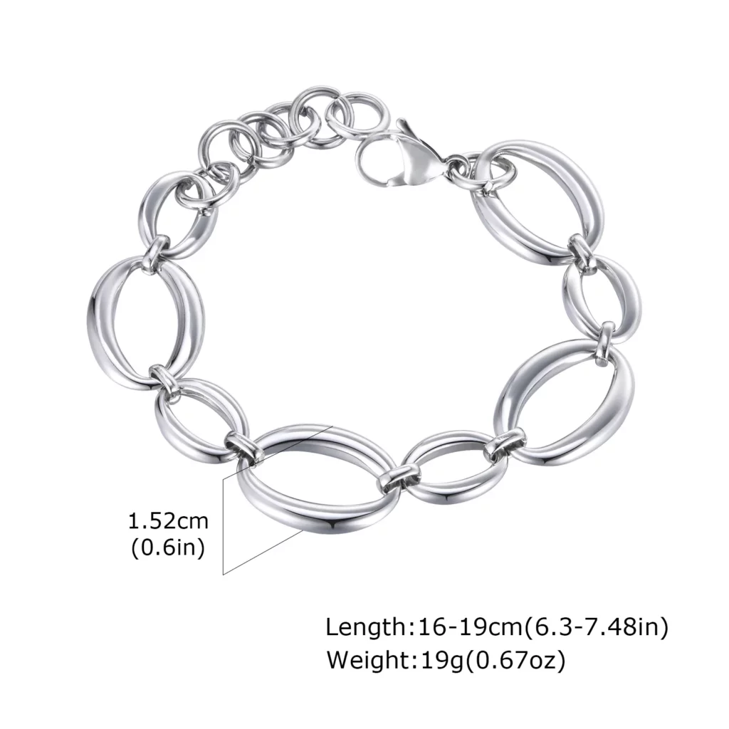 Waterproof Gold Plated Chunky Oval Chain Bracelet