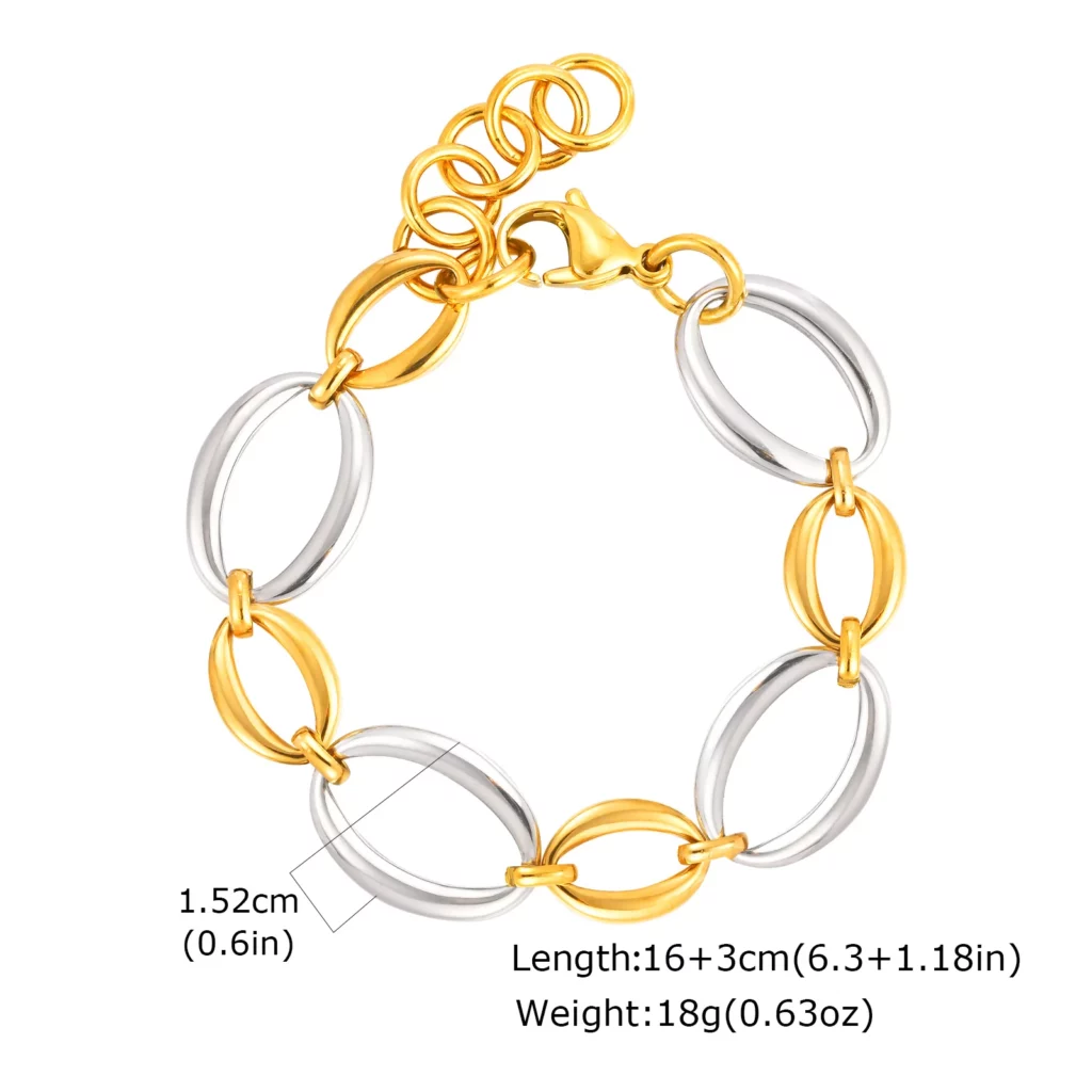 Waterproof Gold Plated Chunky Oval Chain Bracelet