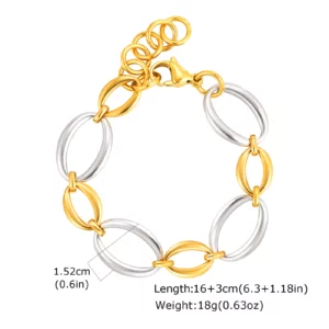 Waterproof Gold Plated Chunky Oval Chain Bracelet - Image 10