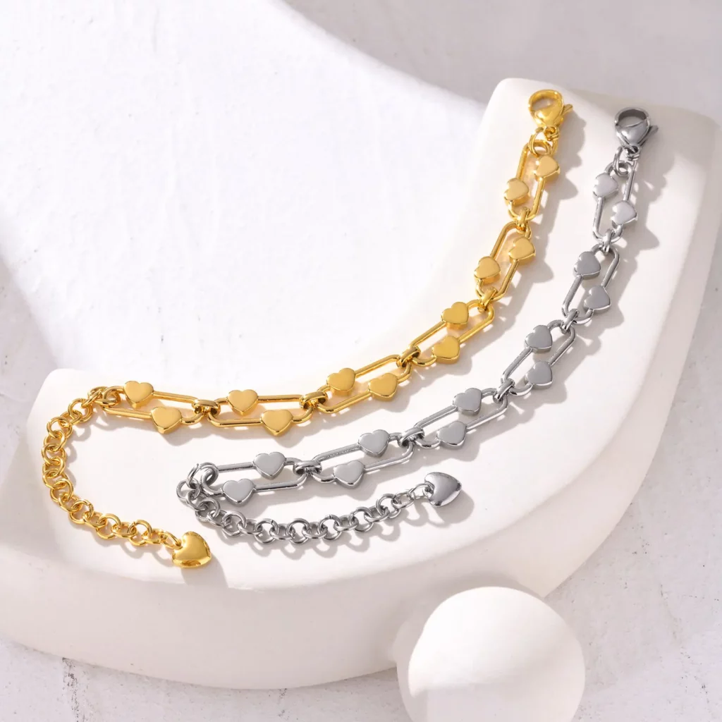 Delicate Heart Chain Stainless Steel Bracelet