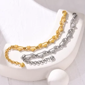 Delicate Heart Chain Stainless Steel Bracelet - Image 2