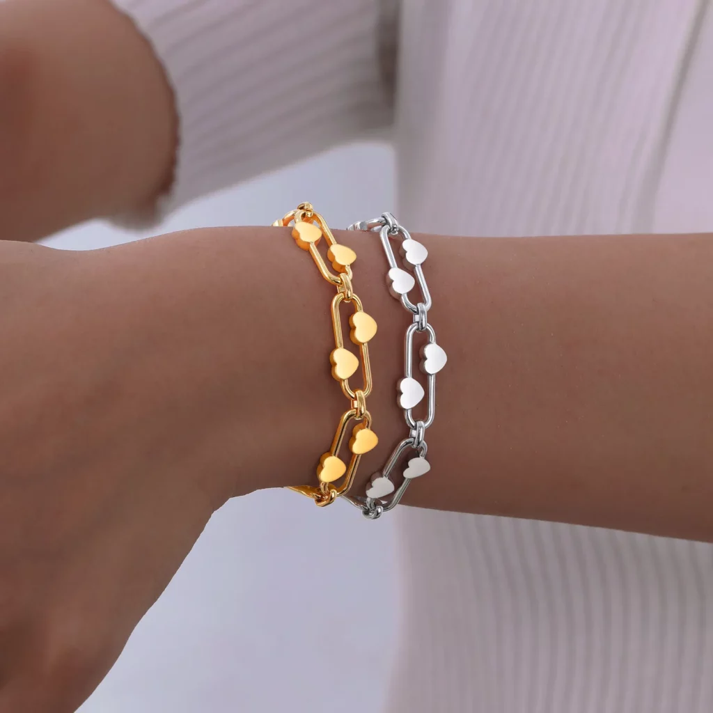 Delicate Heart Chain Stainless Steel Bracelet