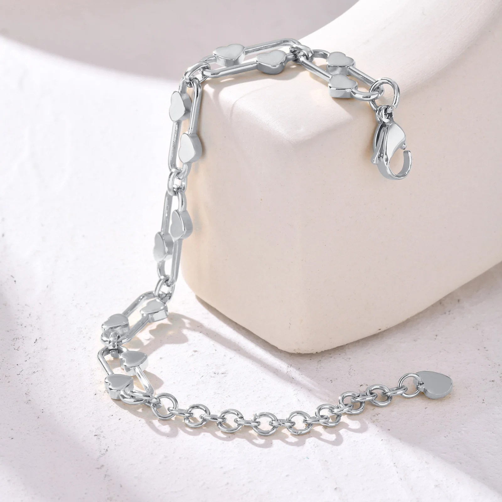 Delicate Heart Chain Stainless Steel Bracelet - Image 4