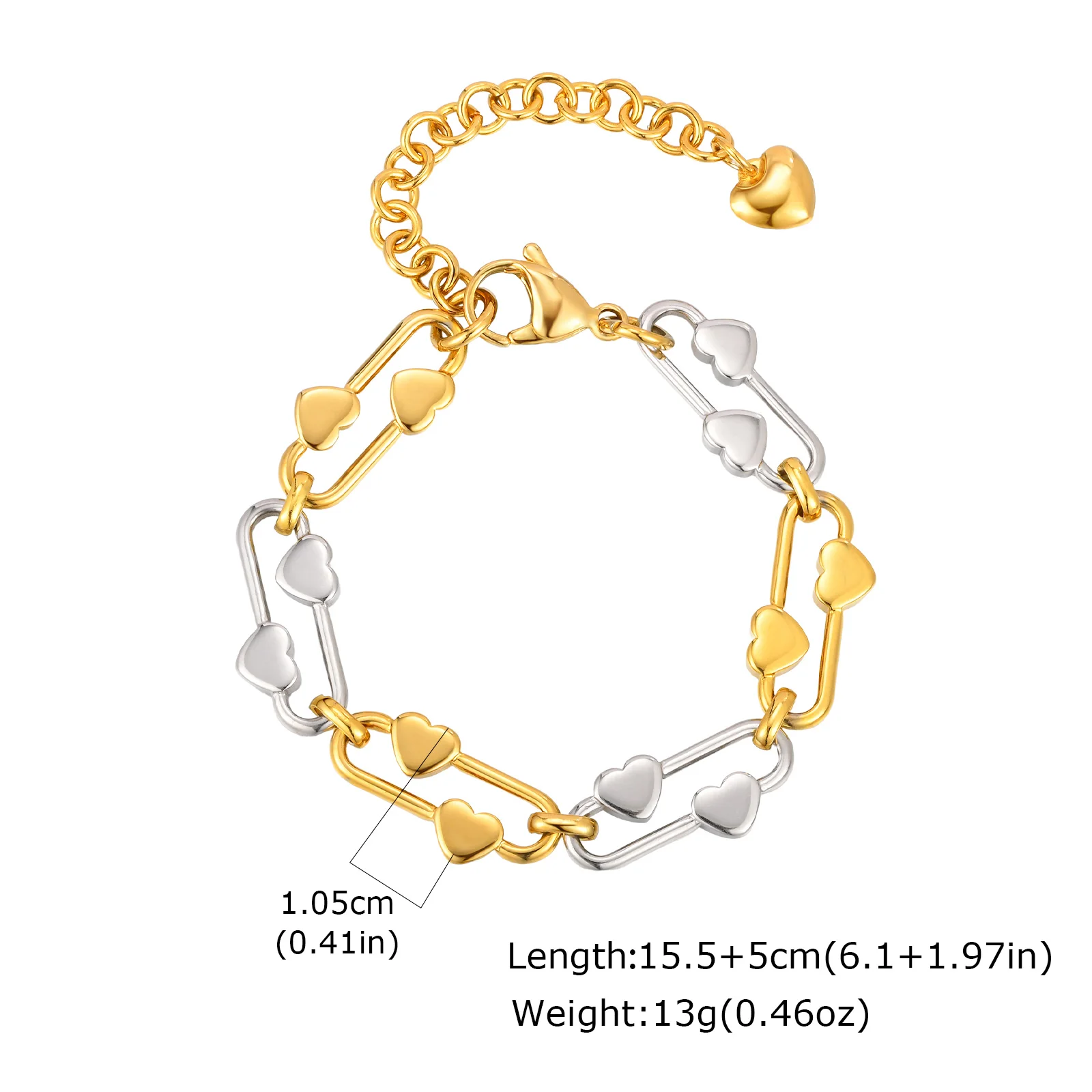 Delicate Heart Chain Stainless Steel Bracelet - Image 8