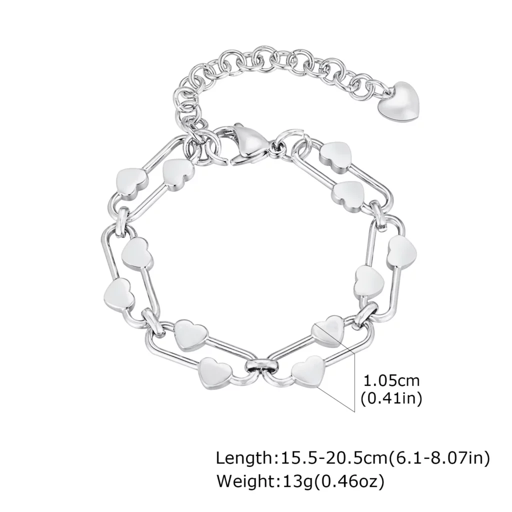 Delicate Heart Chain Stainless Steel Bracelet