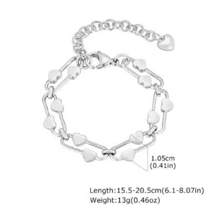 Delicate Heart Chain Stainless Steel Bracelet - Image 7
