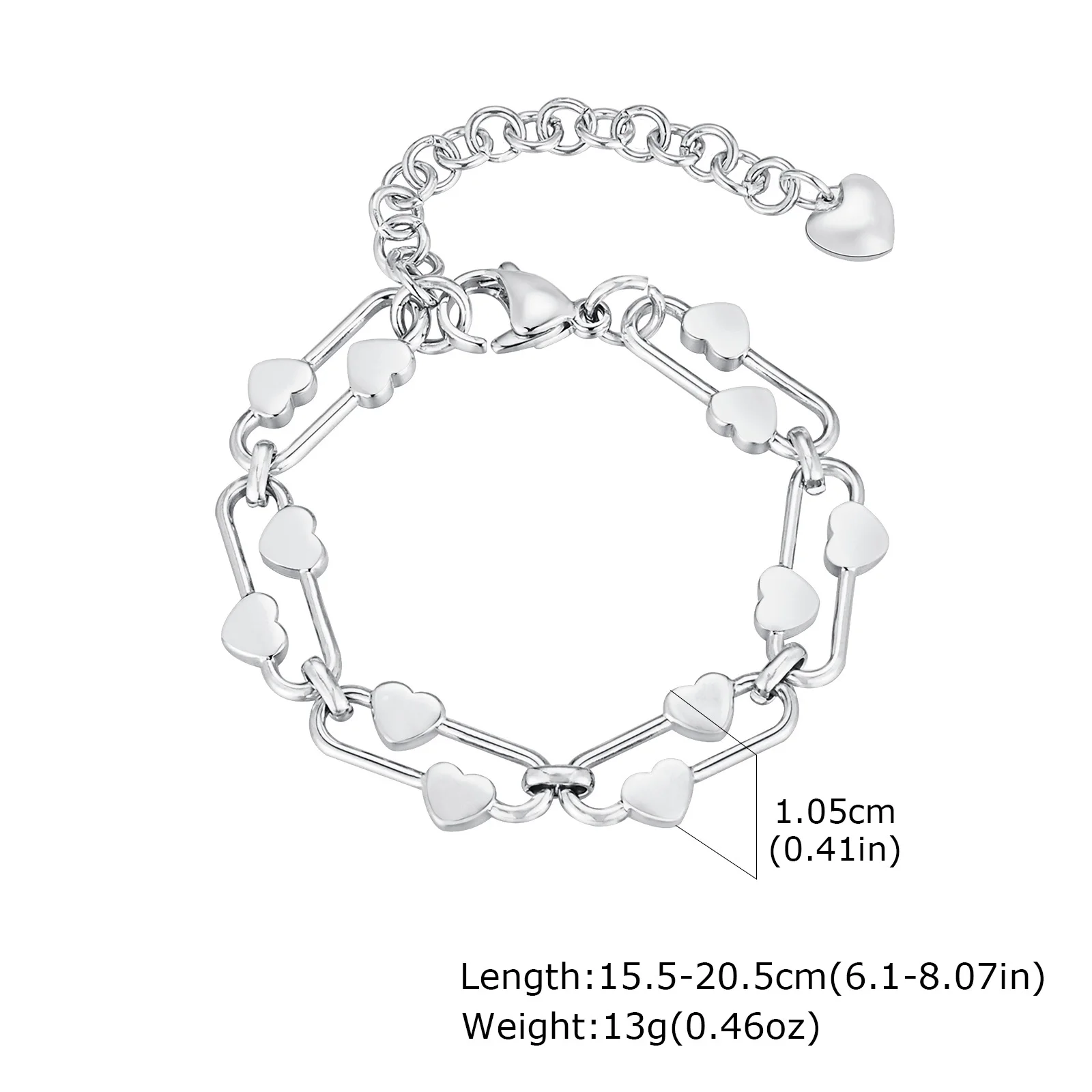 Delicate Heart Chain Stainless Steel Bracelet - Image 7