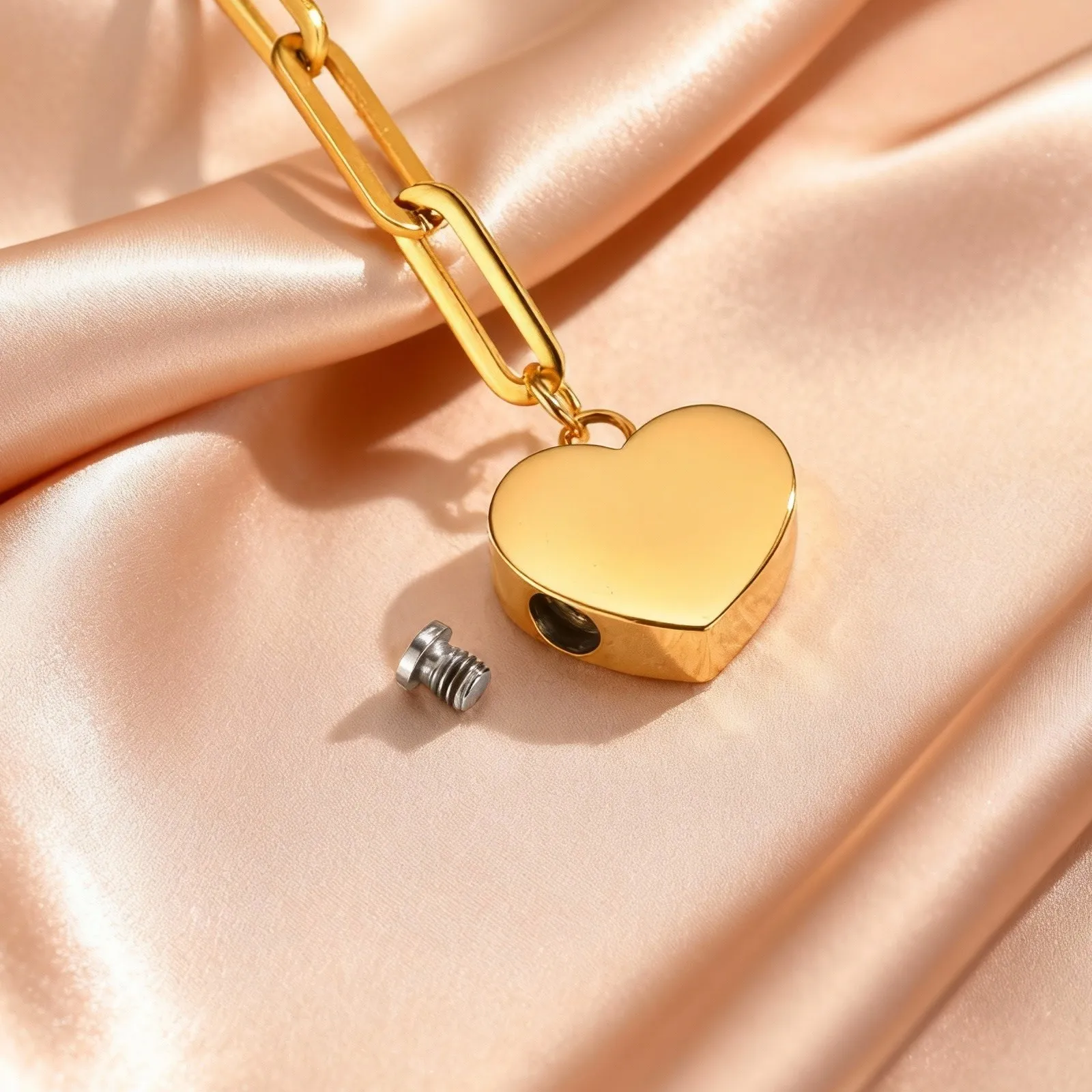 Heart-shaped Urn Bracelet for Cremation Ashes, Stainless Steel - Image 2