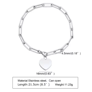 Heart-shaped Urn Bracelet for Cremation Ashes, Stainless Steel - Image 7