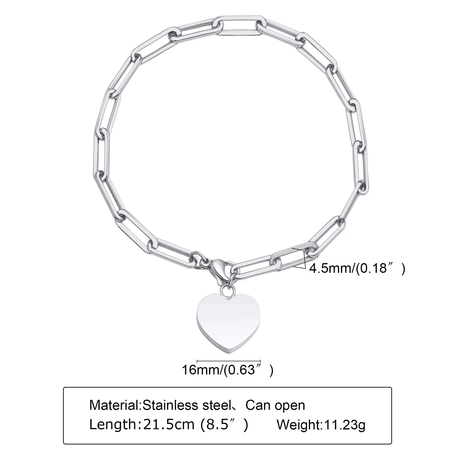 Heart-shaped Urn Bracelet for Cremation Ashes, Stainless Steel - Image 7