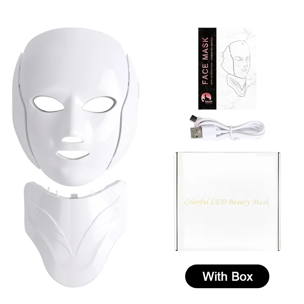 7-Color LED Light Therapy Face & Neck Mask — Wireless, 180-Bead Photon Therapy