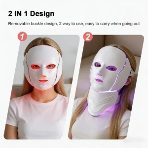 7-Color LED Light Therapy Face & Neck Mask — Wireless, 180-Bead Photon Therapy - Image 3
