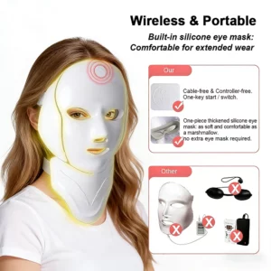 7-Color LED Light Therapy Face & Neck Mask — Wireless, 180-Bead Photon Therapy - Image 5