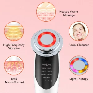 4-in-1 EMS Facial Beauty Device — Microcurrent, Vibration, Warm Massage & LED Light Therapy - Image 2
