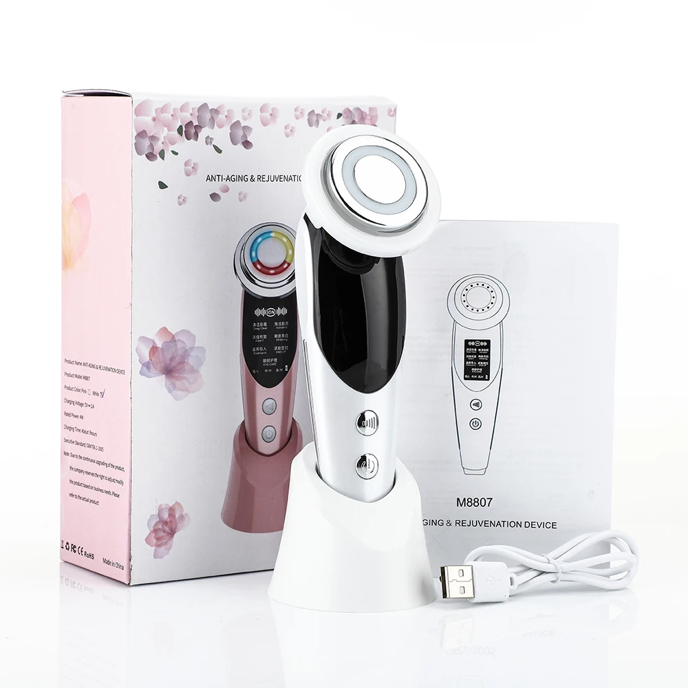4-in-1 EMS Facial Beauty Device — Microcurrent, Vibration, Warm Massage & LED Light Therapy