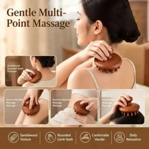 Sandalwood Gua Sha Facial Massage Comb with Anti-Static - Image 5
