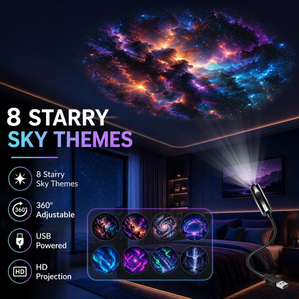 Starry Sky Nebula Projector Light with USB PowerSEO