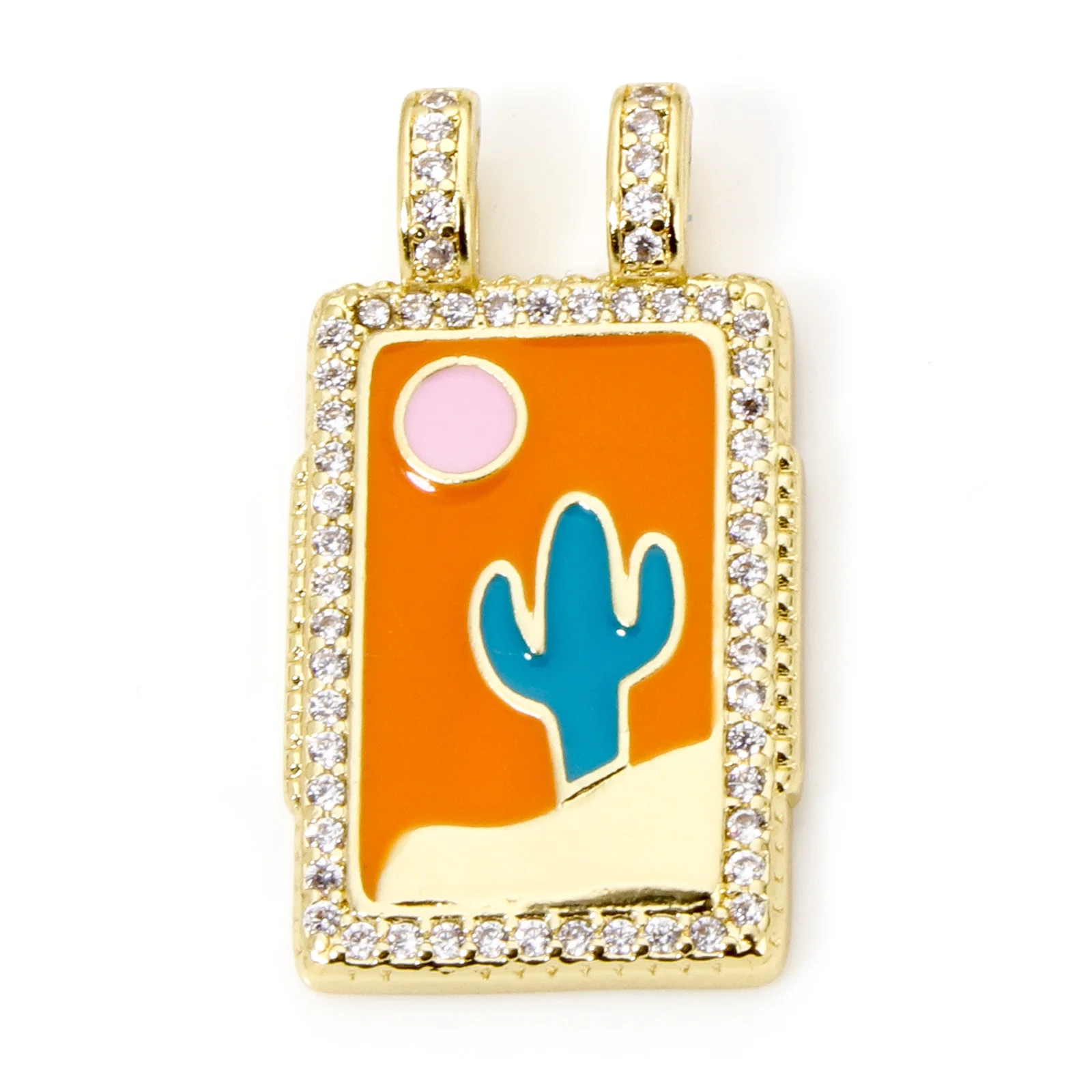 Brass Turkish Evil Eye Charm, Gold Plated Rectangle PendantBrass - Image 24
