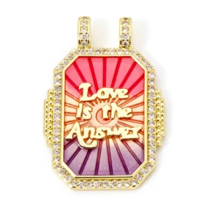Brass Turkish Evil Eye Charm, Gold Plated Rectangle PendantBrass - Image 19