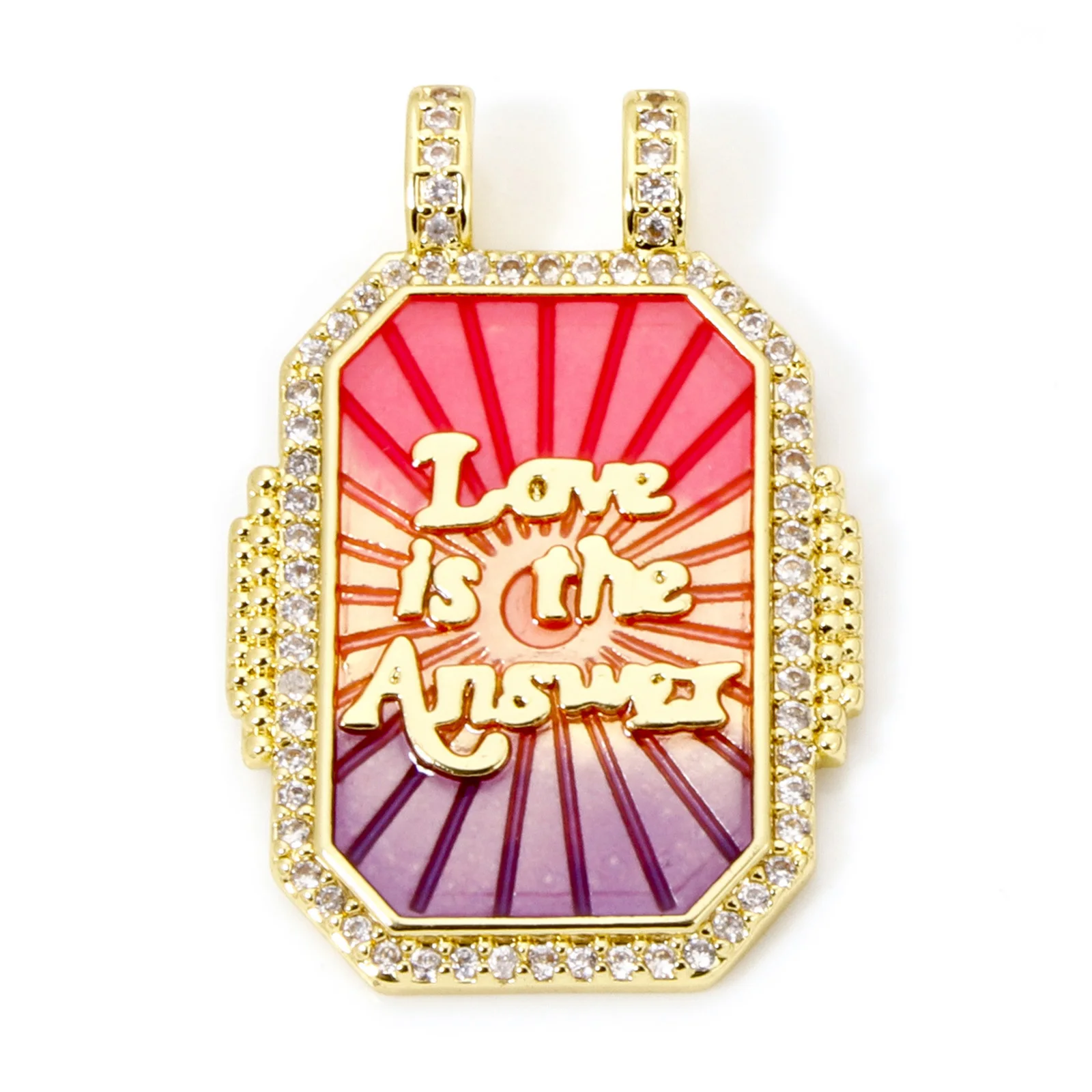 Brass Turkish Evil Eye Charm, Gold Plated Rectangle PendantBrass - Image 19