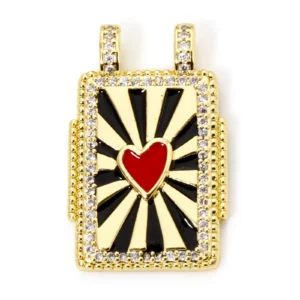 Brass Turkish Evil Eye Charm, Gold Plated Rectangle PendantBrass - Image 7