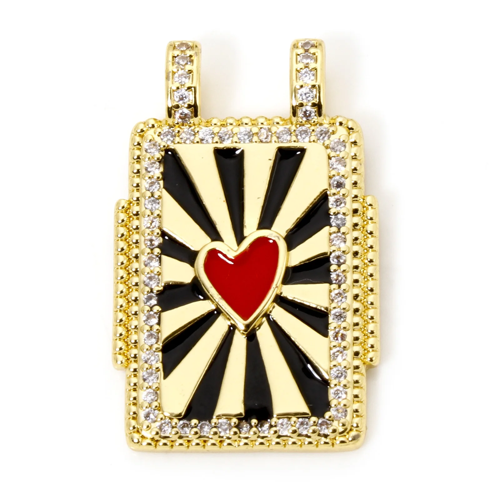 Brass Turkish Evil Eye Charm, Gold Plated Rectangle PendantBrass - Image 7