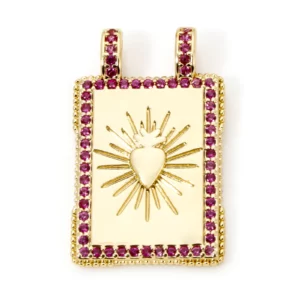 Brass Turkish Evil Eye Charm, Gold Plated Rectangle PendantBrass - Image 20