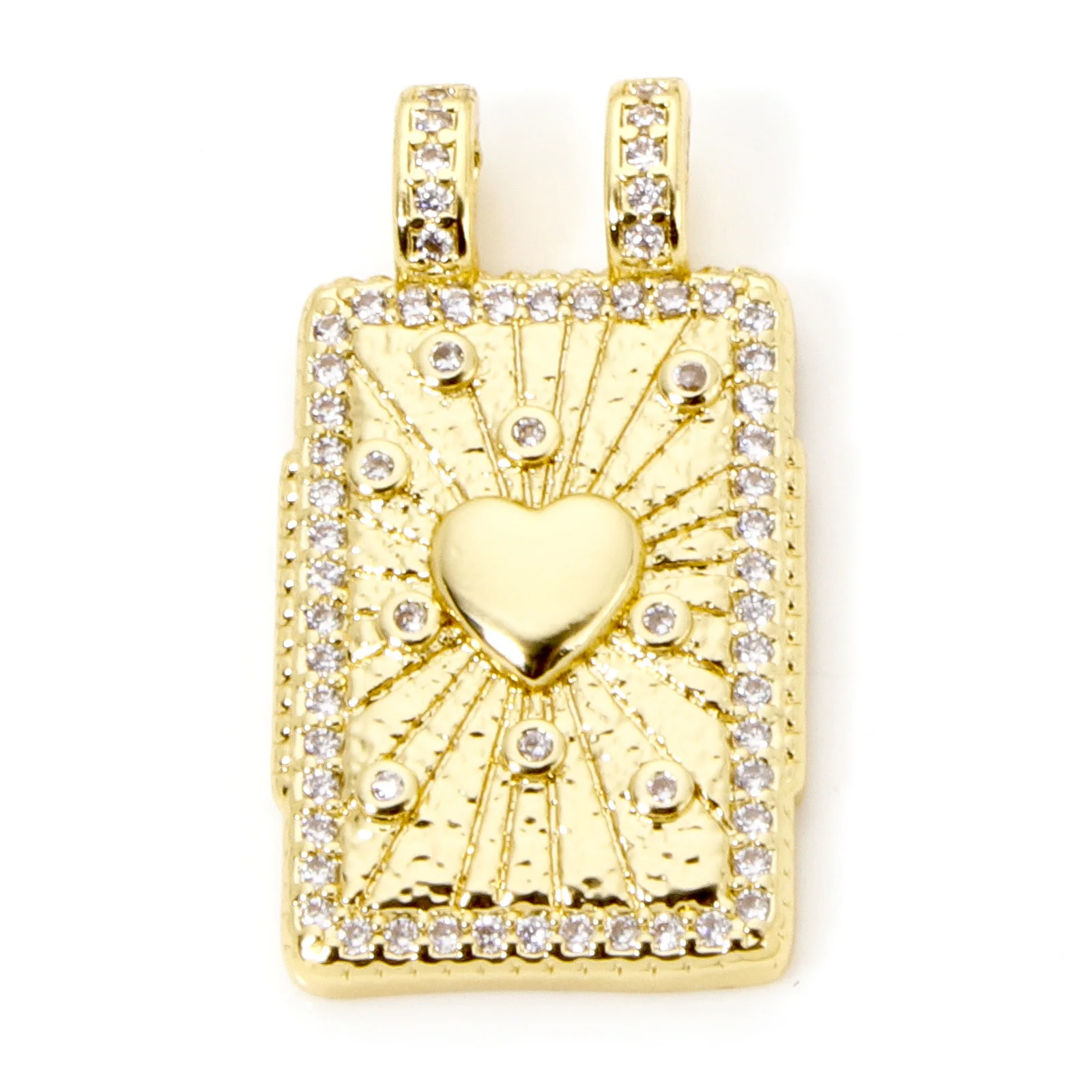 Brass Turkish Evil Eye Charm, Gold Plated Rectangle PendantBrass - Image 8
