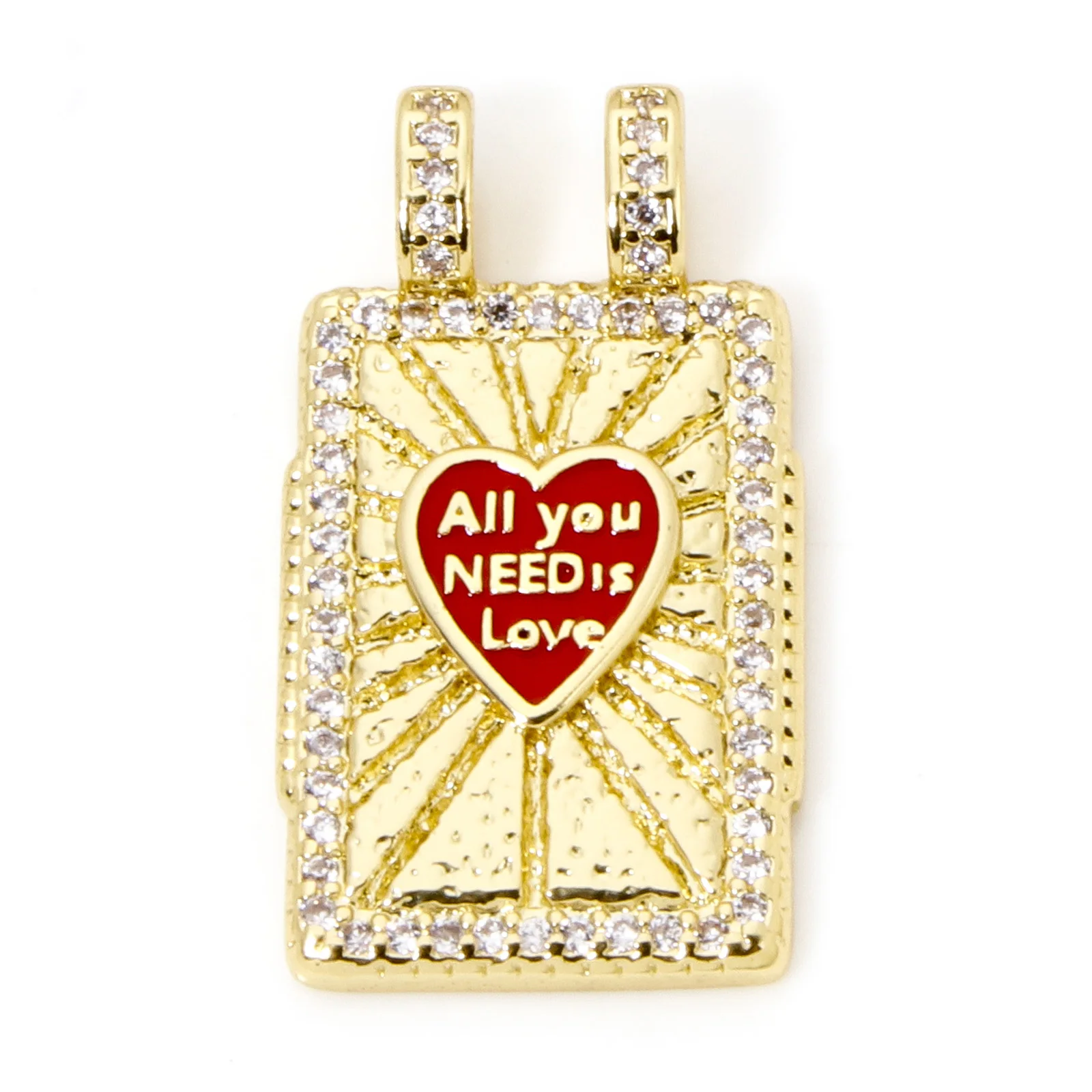 Brass Turkish Evil Eye Charm, Gold Plated Rectangle PendantBrass - Image 23