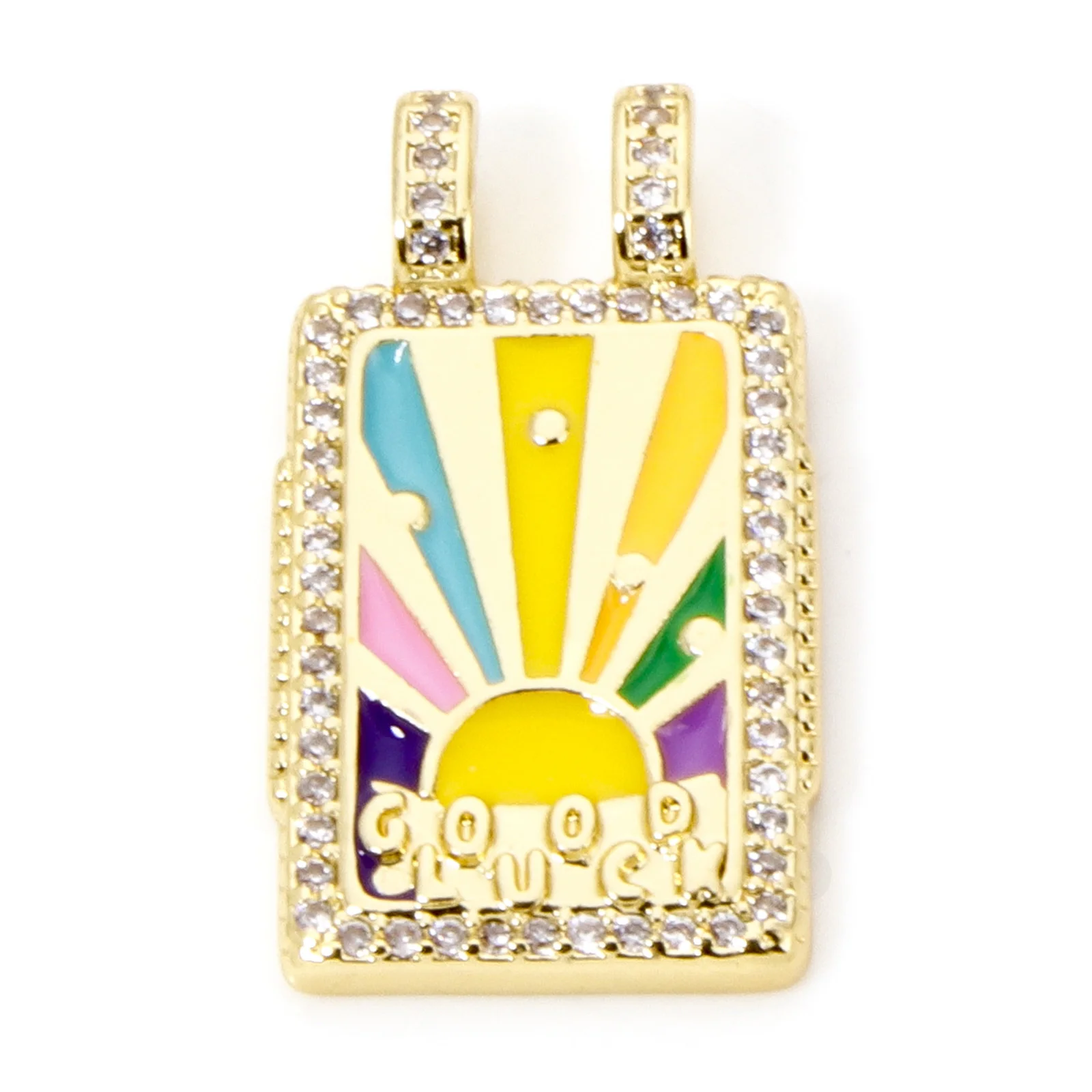 Brass Turkish Evil Eye Charm, Gold Plated Rectangle PendantBrass - Image 21