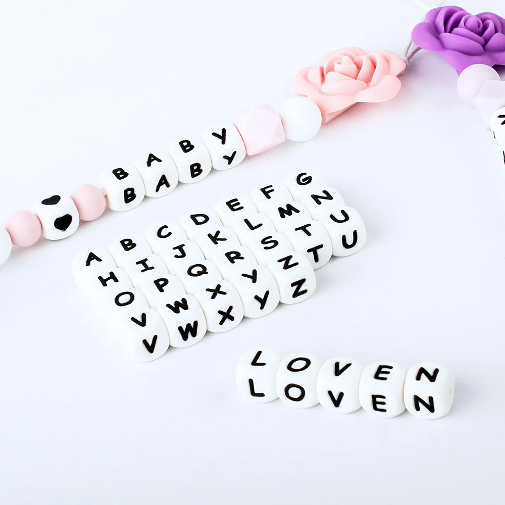 10Pcs 12mm Silicone Letter Beads12mm Silicone Letter Beads for DIY