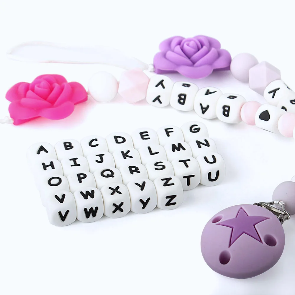 10Pcs 12mm Silicone Letter Beads12mm Silicone Letter Beads for DIY