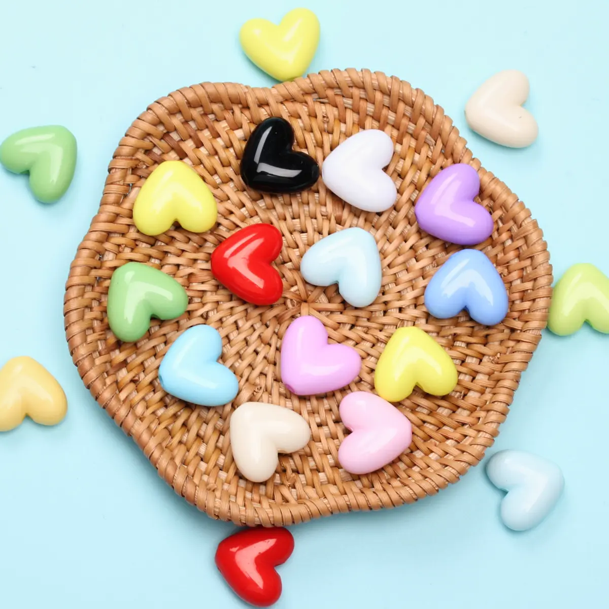17mm Solid Color Love Heart Spacer Beads17mm Heart Spacer Beads for - Image 1