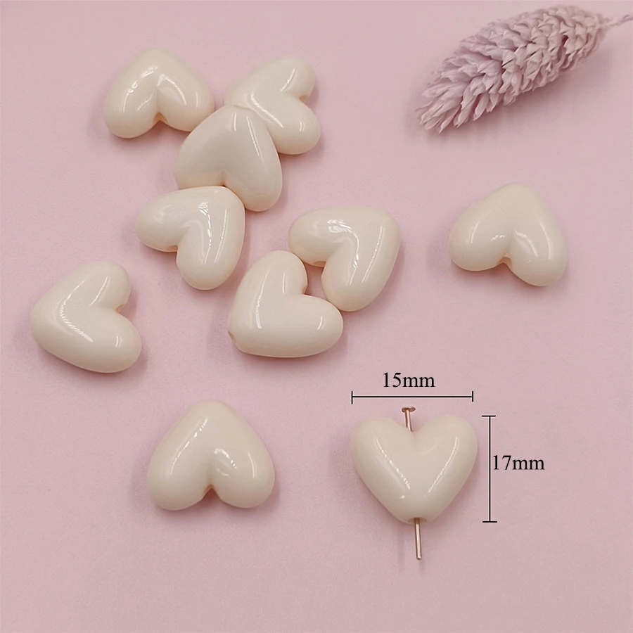 17mm Solid Color Love Heart Spacer Beads17mm Heart Spacer Beads for
