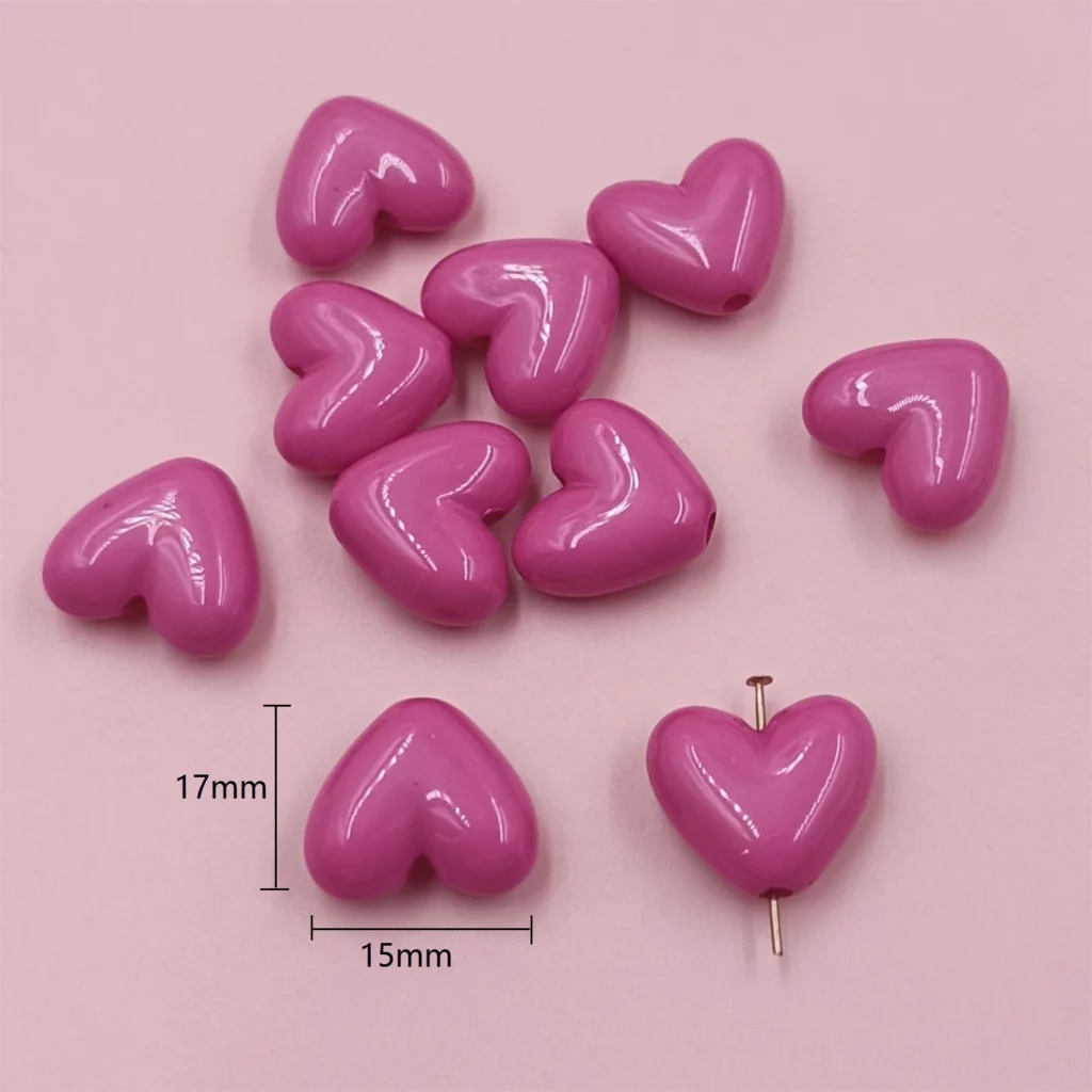17mm Solid Color Love Heart Spacer Beads17mm Heart Spacer Beads for