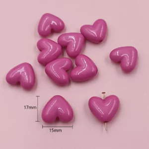 17mm Solid Color Love Heart Spacer Beads17mm Heart Spacer Beads for - Image 13
